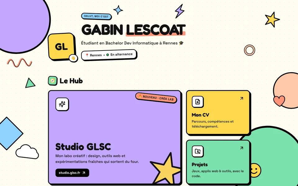 Aperçu de glsc.fr, le site personnel de Gabin Lescoat